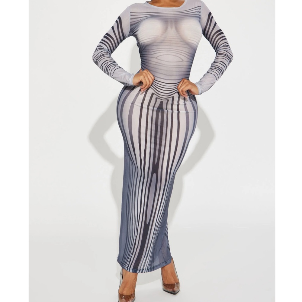 NWT Fashion Nova Masterpiece Mesh Maxi Dress